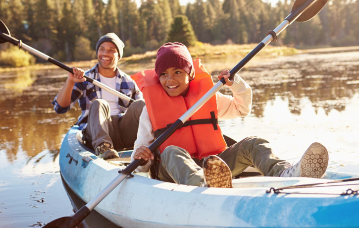 Man and boy in a canoe