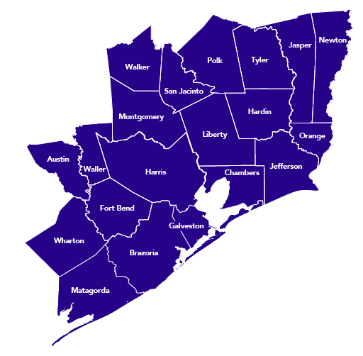 Map of the Texas CHIP coverage area