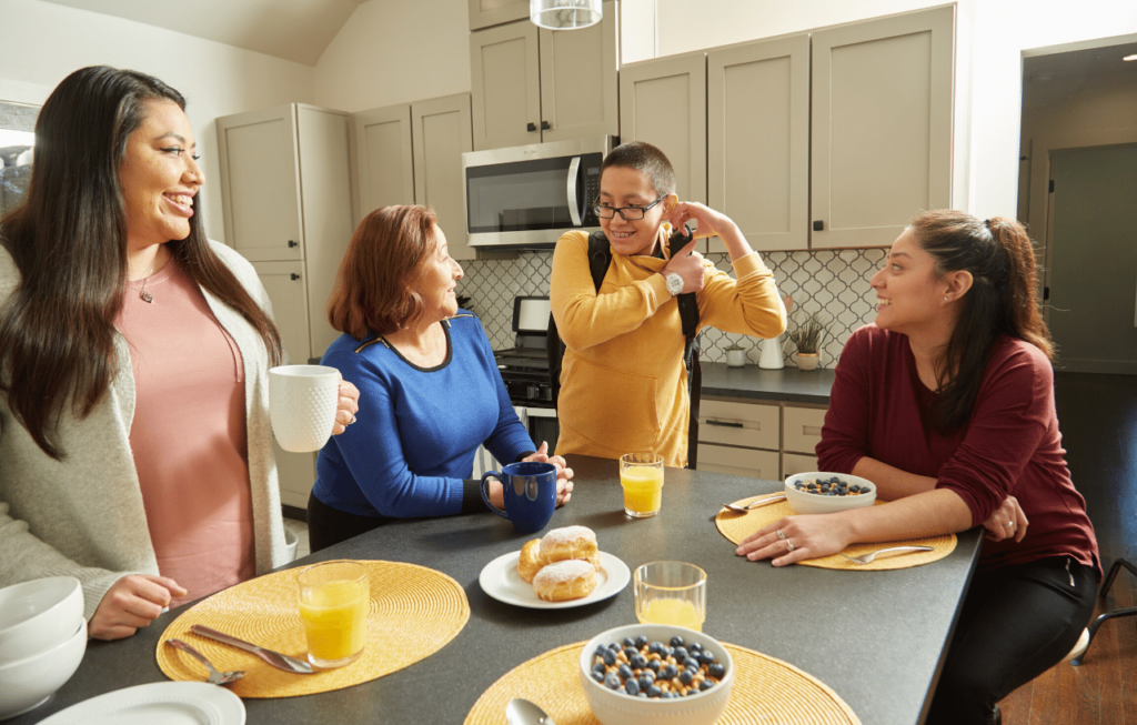 Family having breakfast