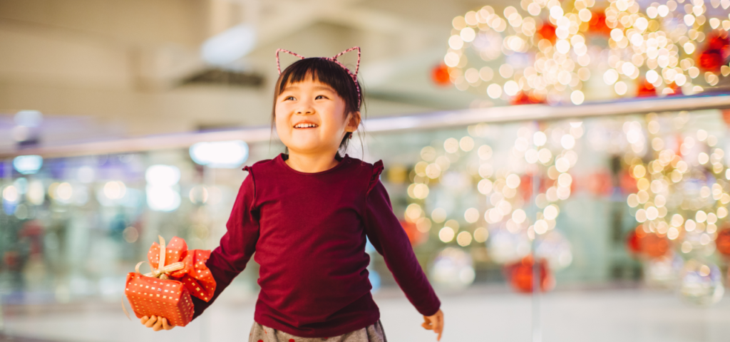 Girl with christmas present