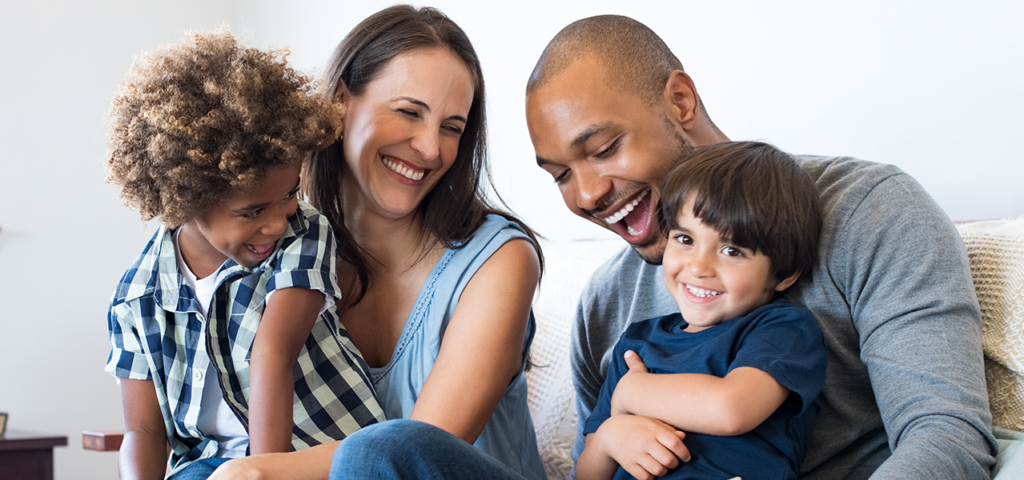 Interracial couple with two kids