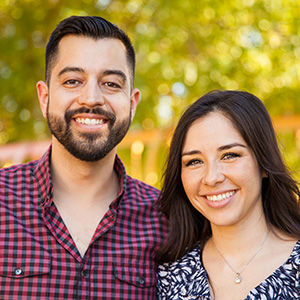 Smiling couple at the park