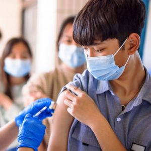 Boy being vaccinated