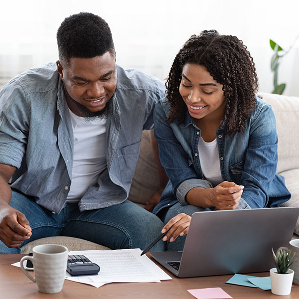 Couple sitting on the couch photo