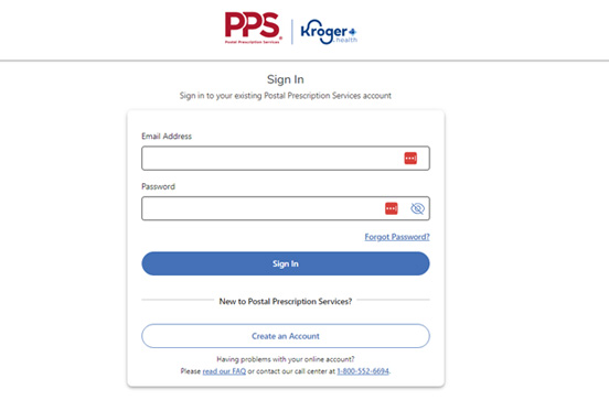PPS website - Sign in page