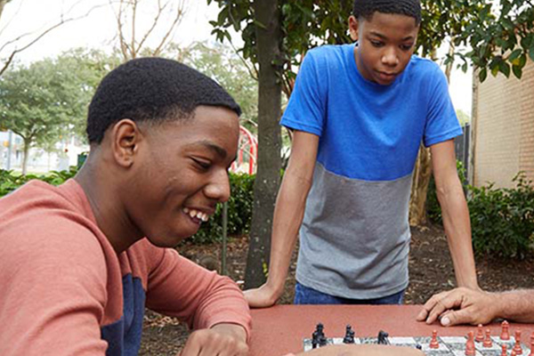 Boys playing chess