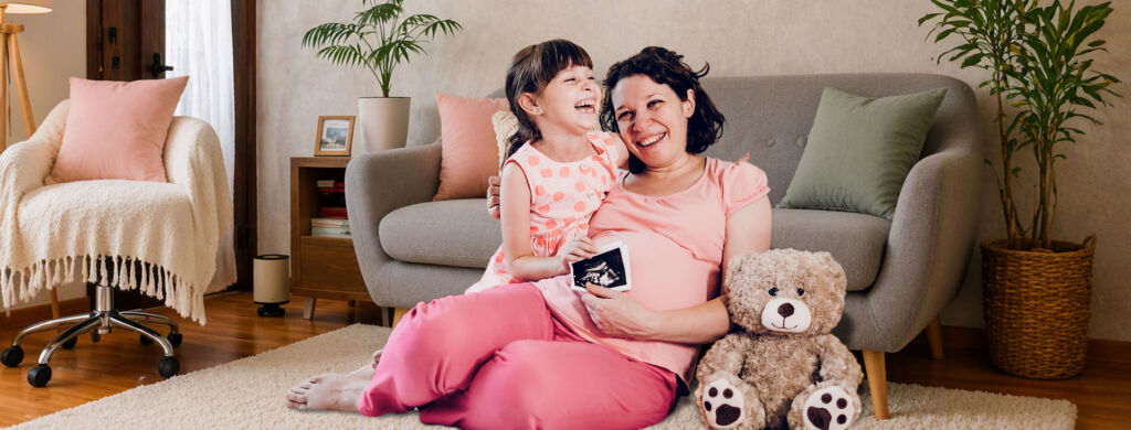 Happy Mom and daughter